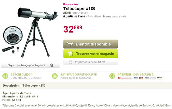 télescope arnaque